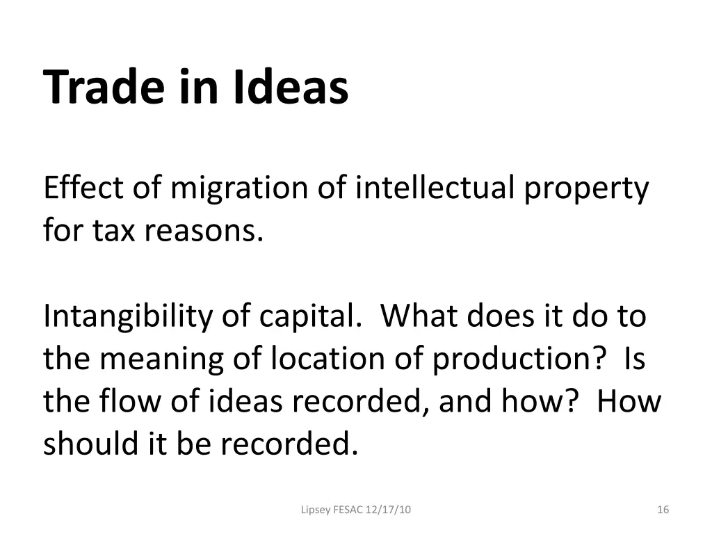trade in ideas