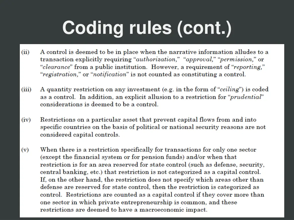 coding rules cont