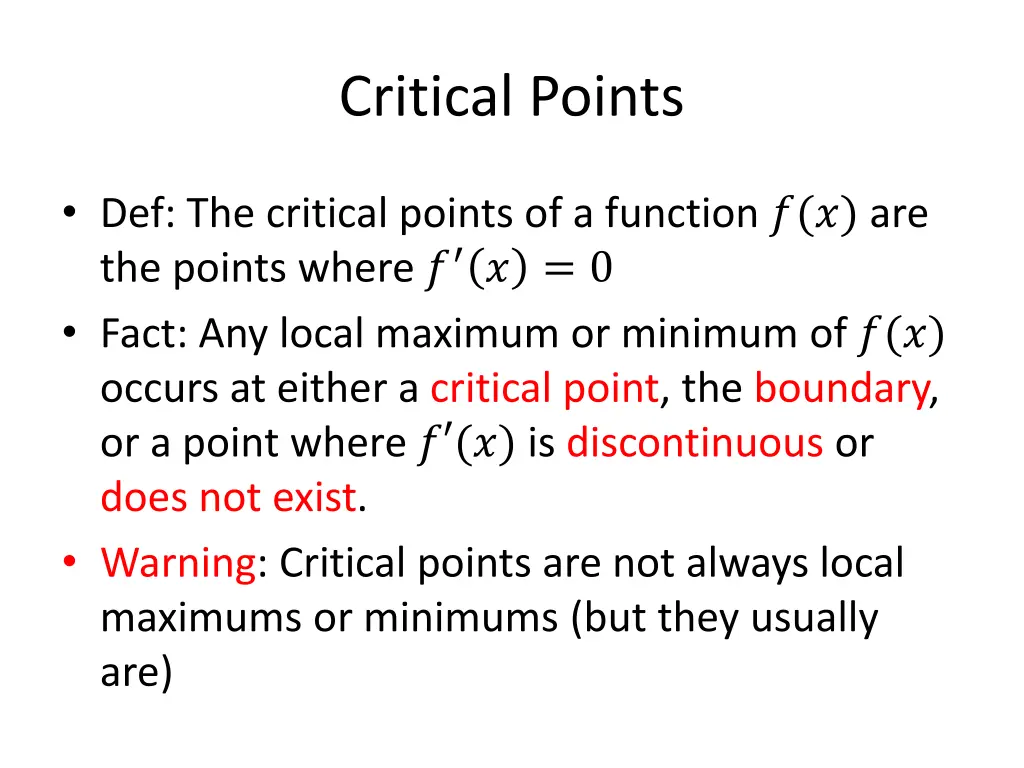 critical points