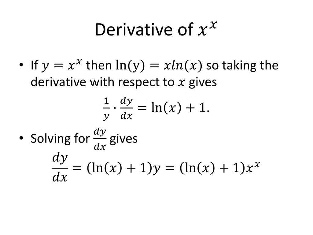 derivative of 1