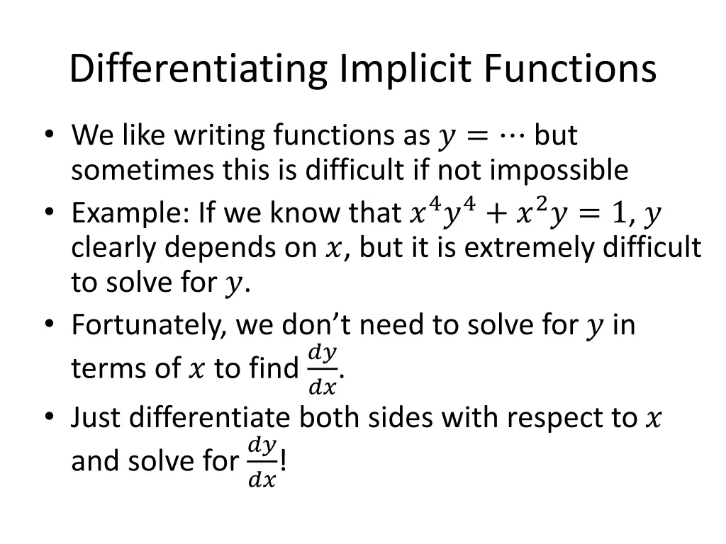 differentiating implicit functions