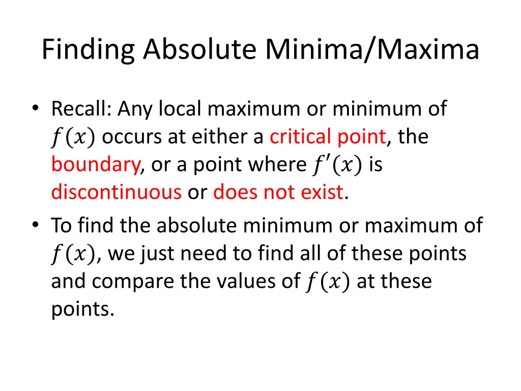 finding absolute minima maxima