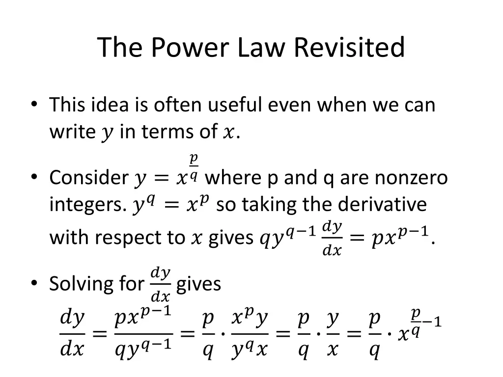 the power law revisited