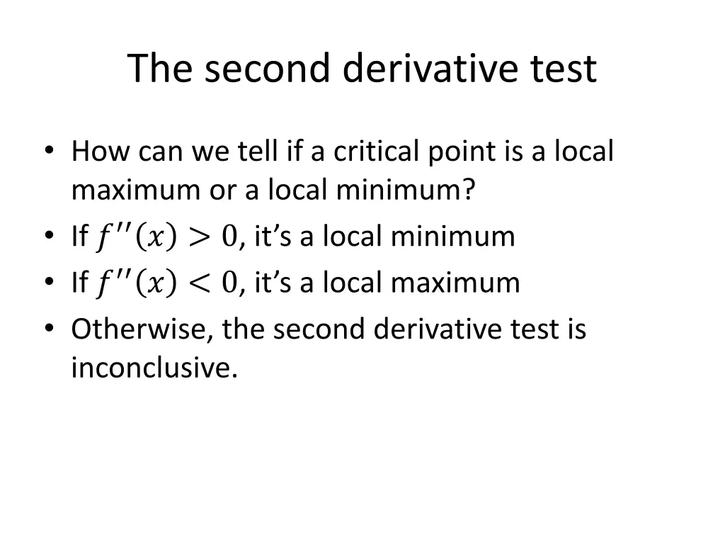 the second derivative test