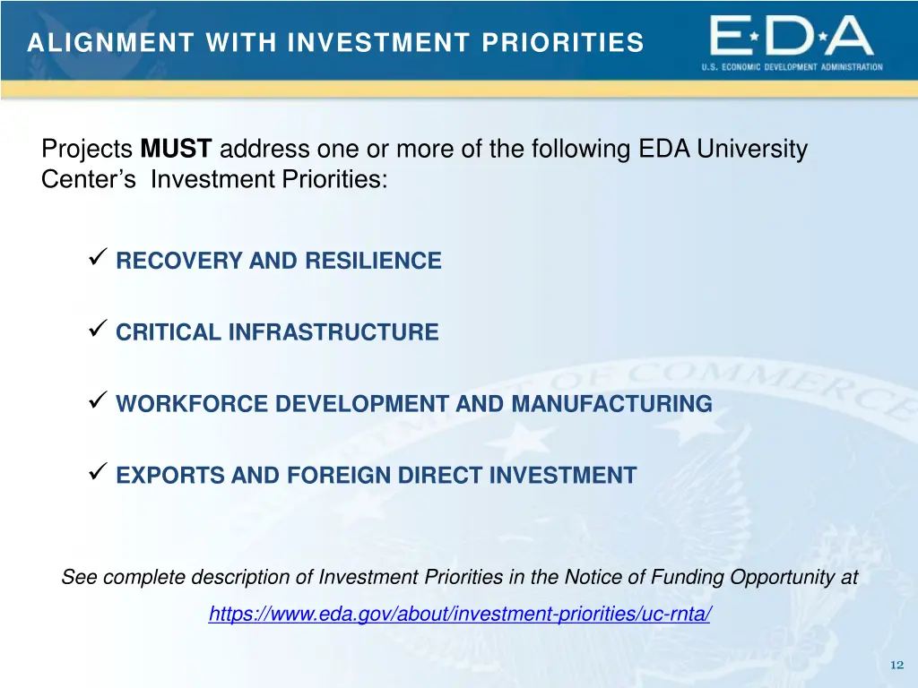 alignment with investment priorities