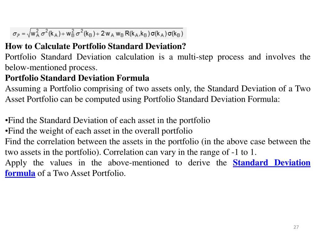 how to calculate portfolio standard deviation