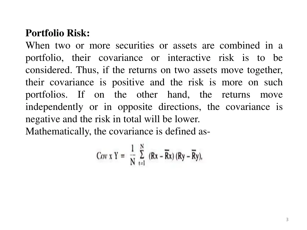 portfolio risk when two or more securities