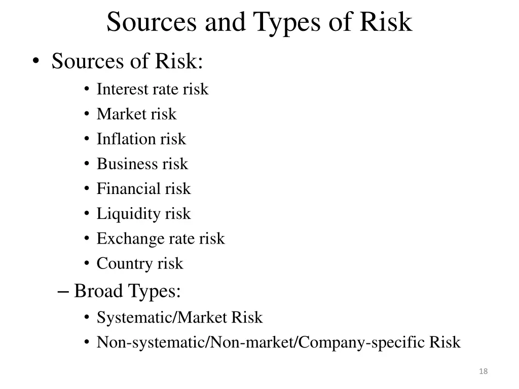 sources and types of risk sources of risk