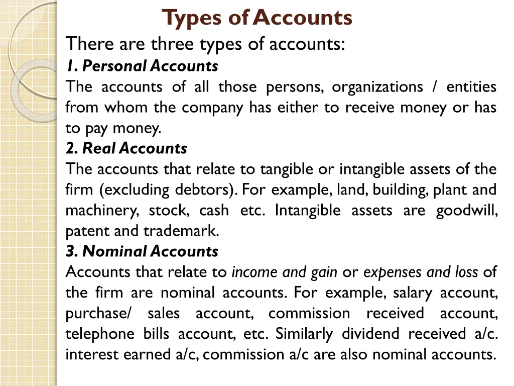 types of accounts