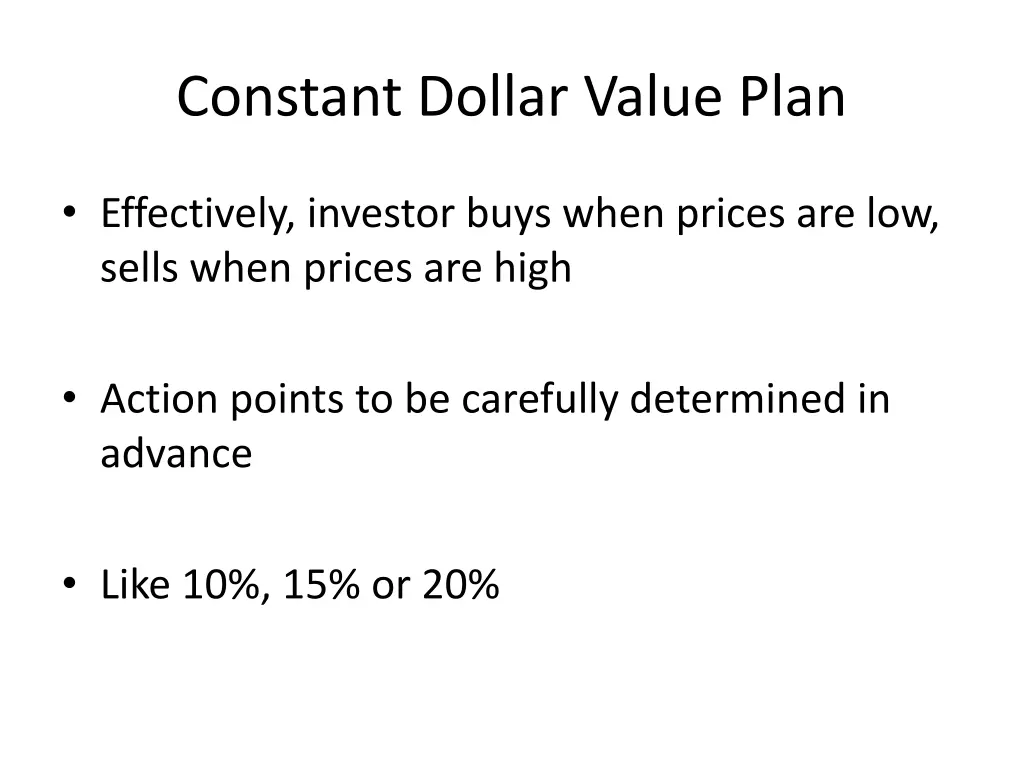 constant dollar value plan 2