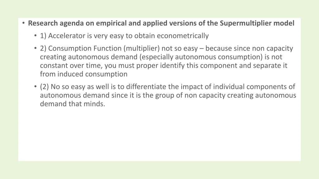 research agenda on empirical and applied versions