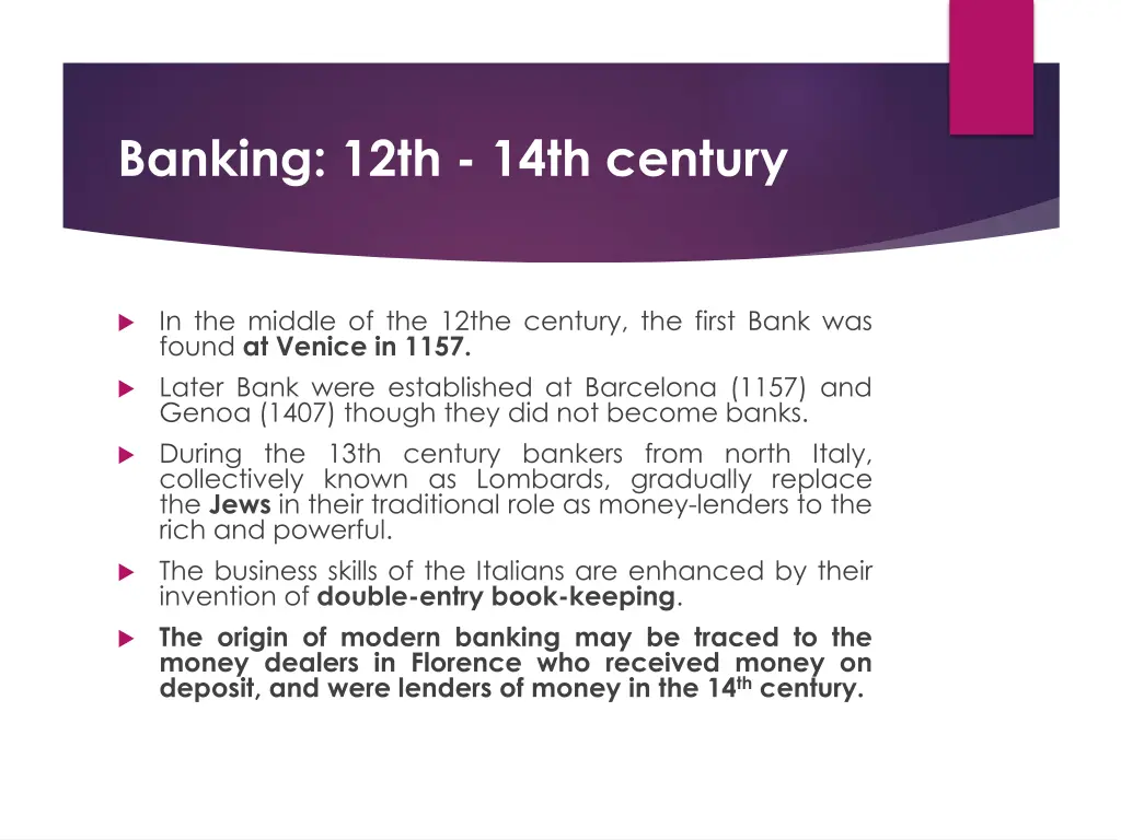 banking 12th 14th century