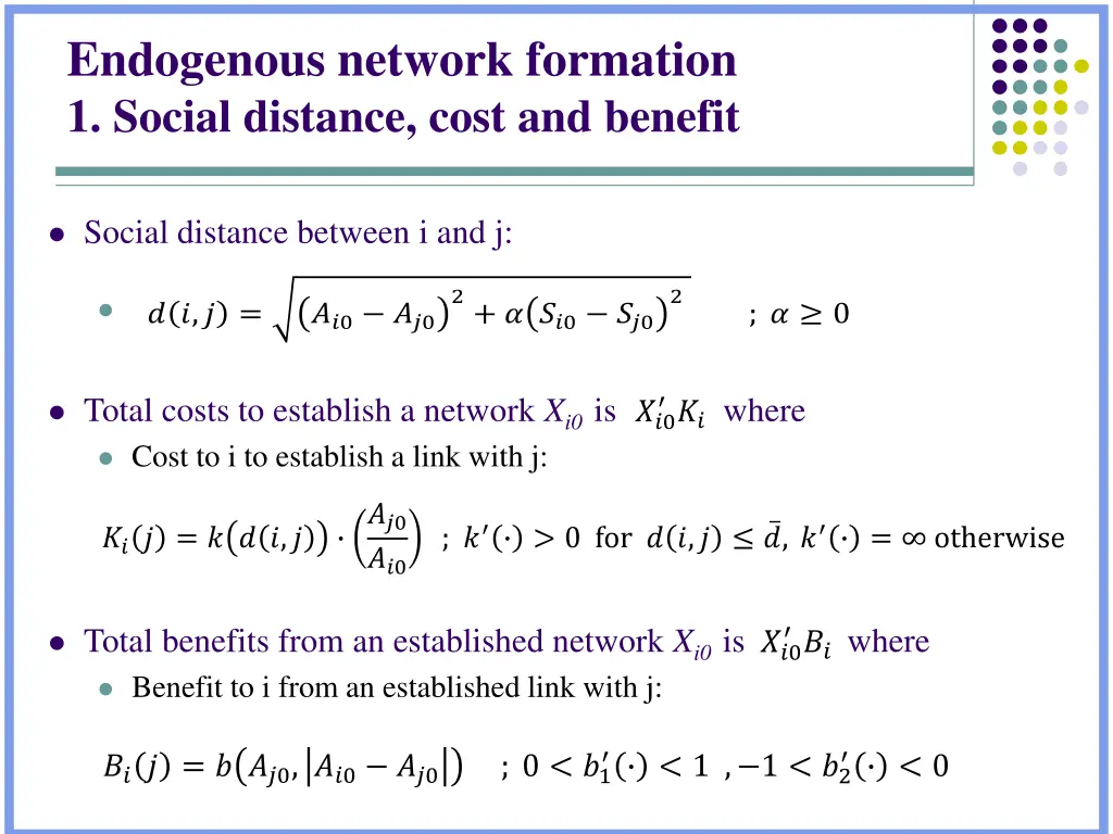 endogenous network formation 1 social distance