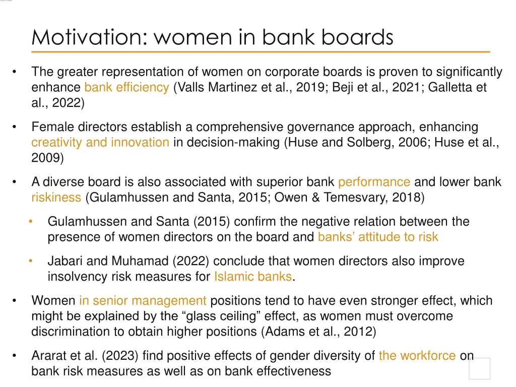motivation women in bank boards