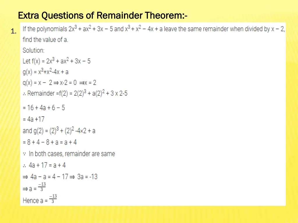 extra questions of remainder theorem extra