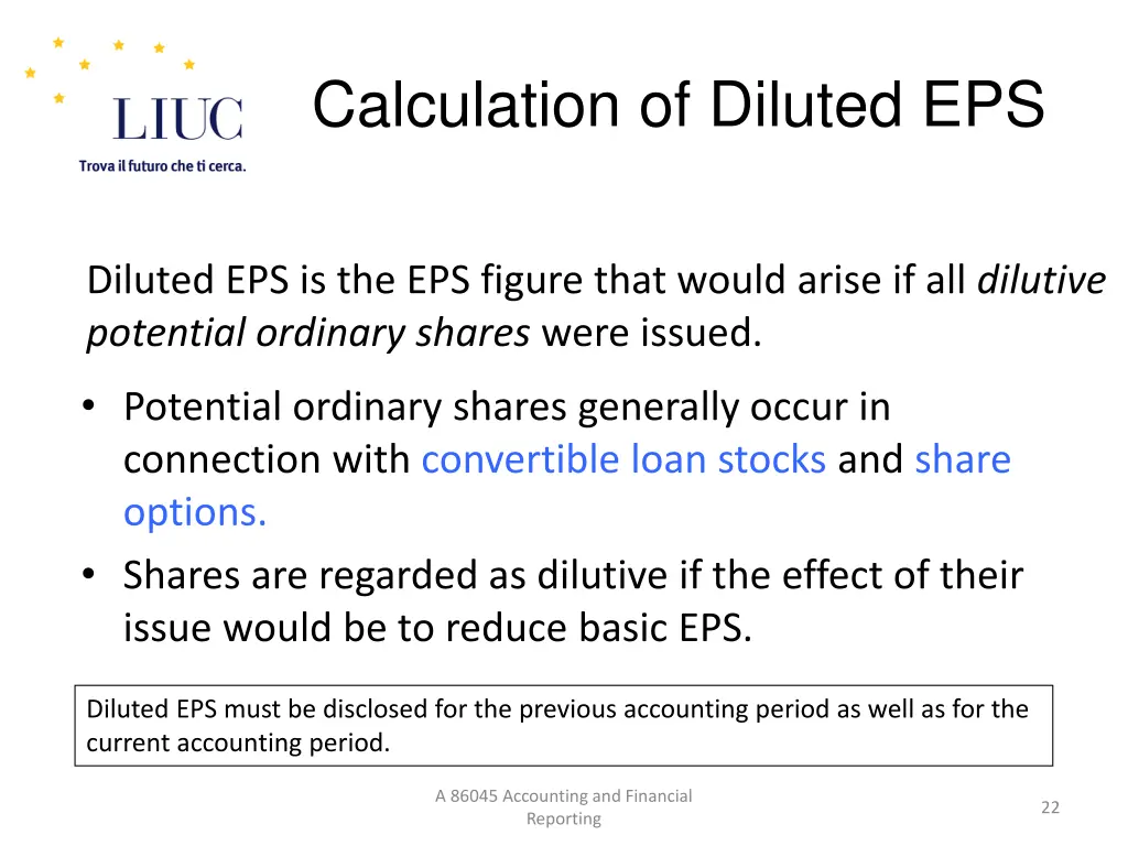 calculation of diluted eps