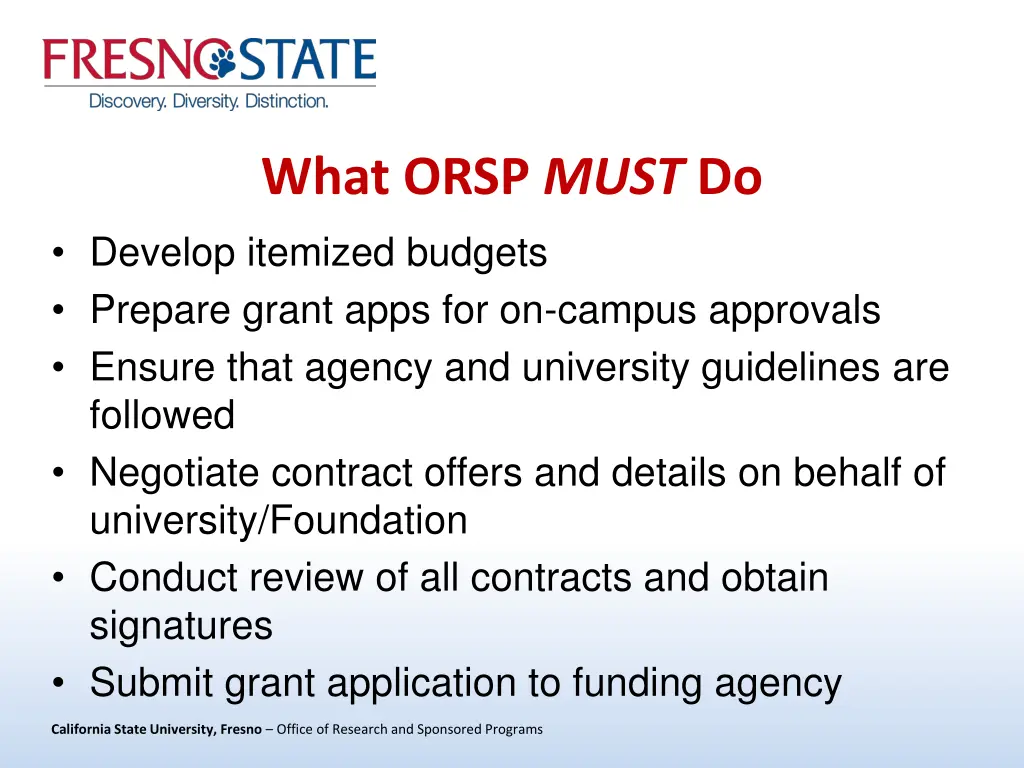 what orsp must do develop itemized budgets