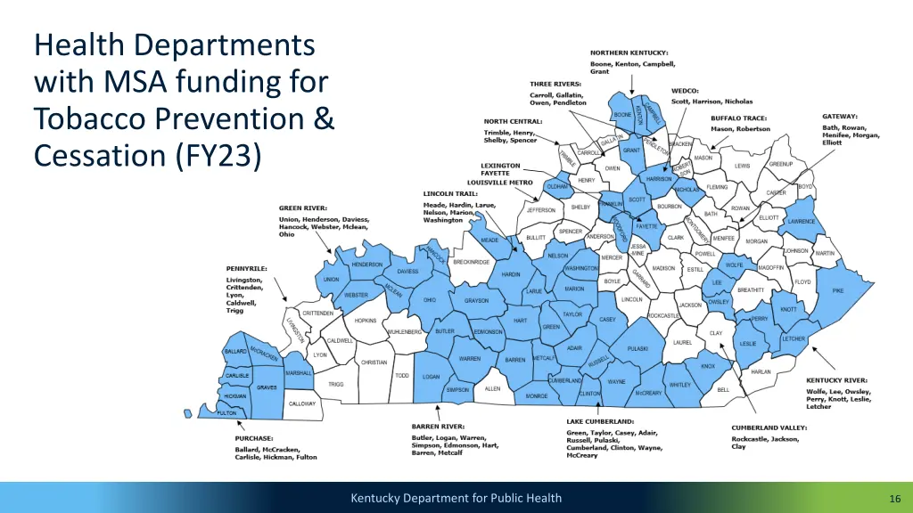 health departments with msa funding for tobacco