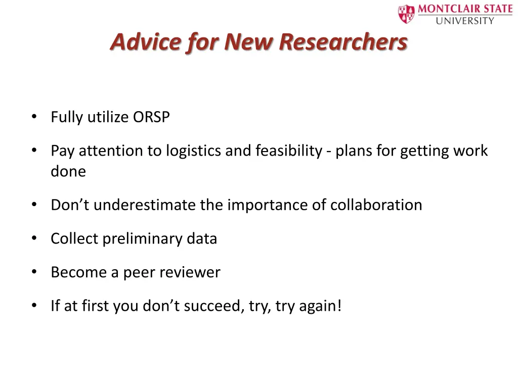 advice for new researchers