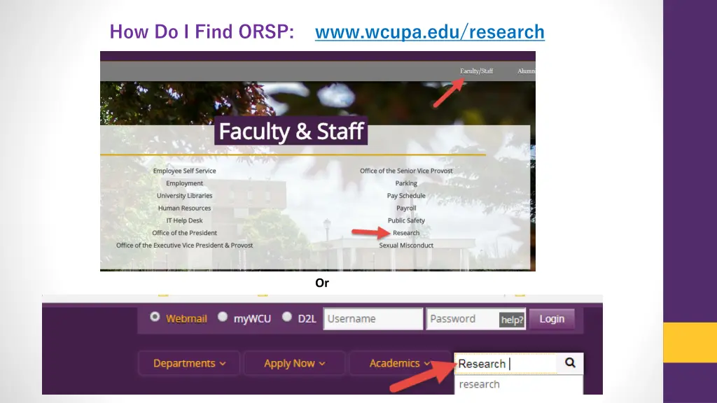how do i find orsp www wcupa edu research