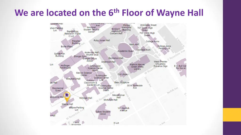 we are located on the 6 th floor of wayne hall