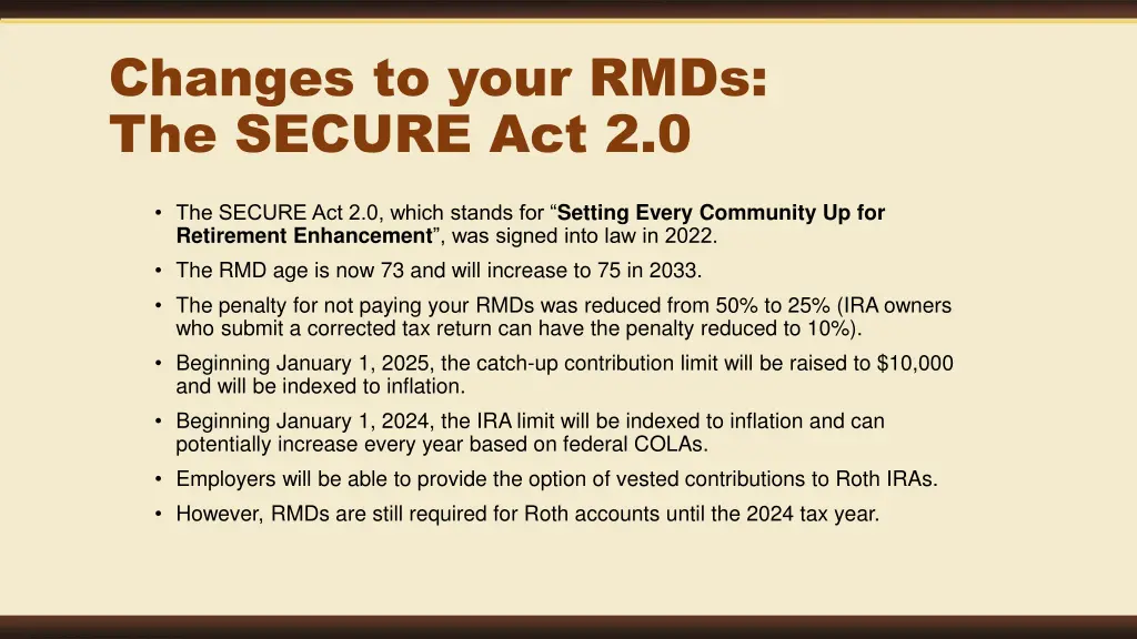 changes to your rmds the secure act 2 0