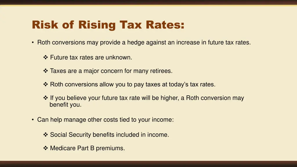 risk of rising tax rates
