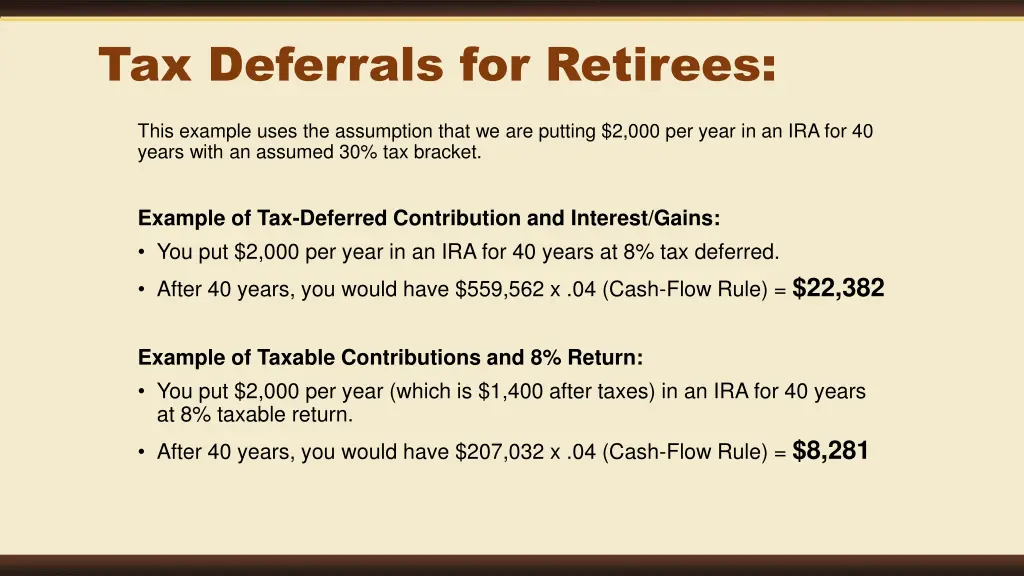 tax deferrals for retirees
