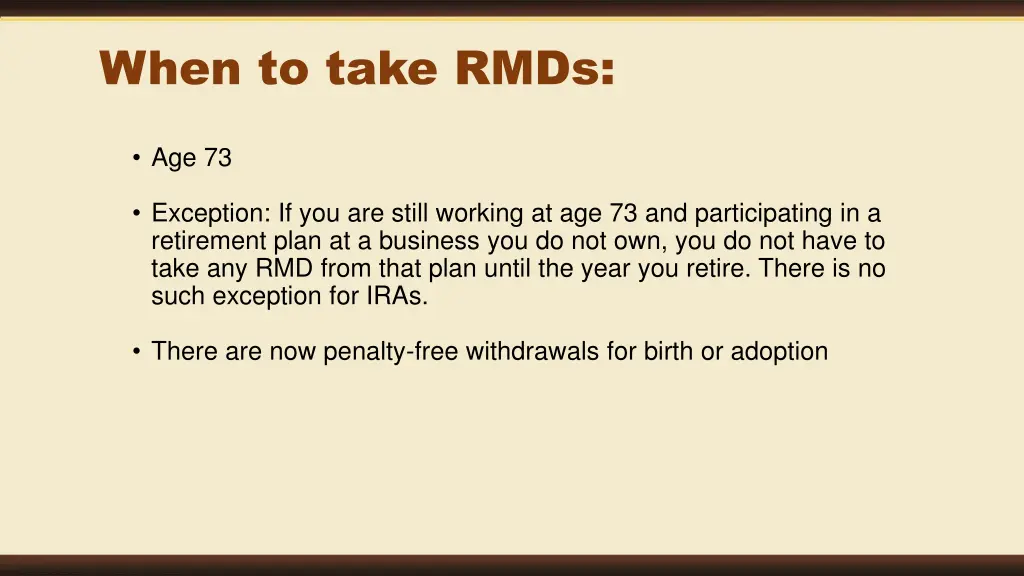 when to take rmds