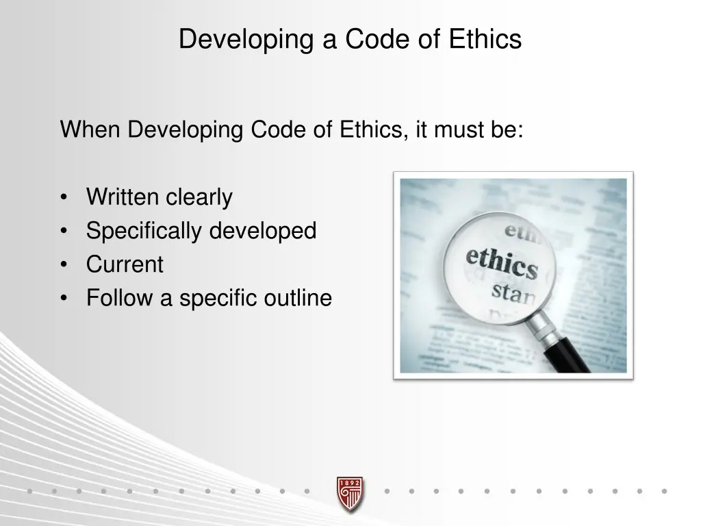 developing a code of ethics