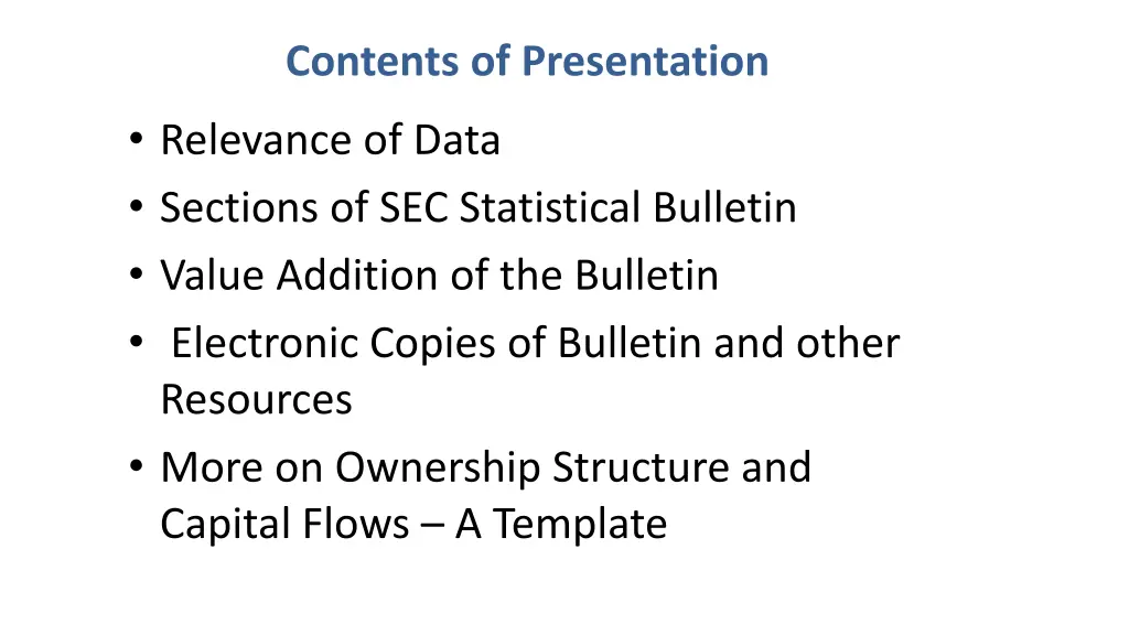 contents of presentation