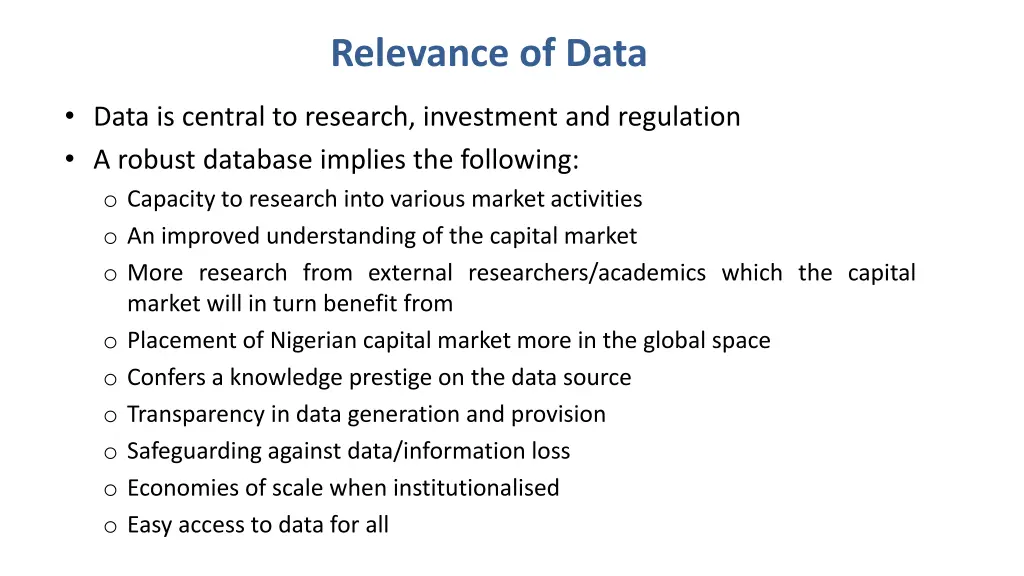 relevance of data