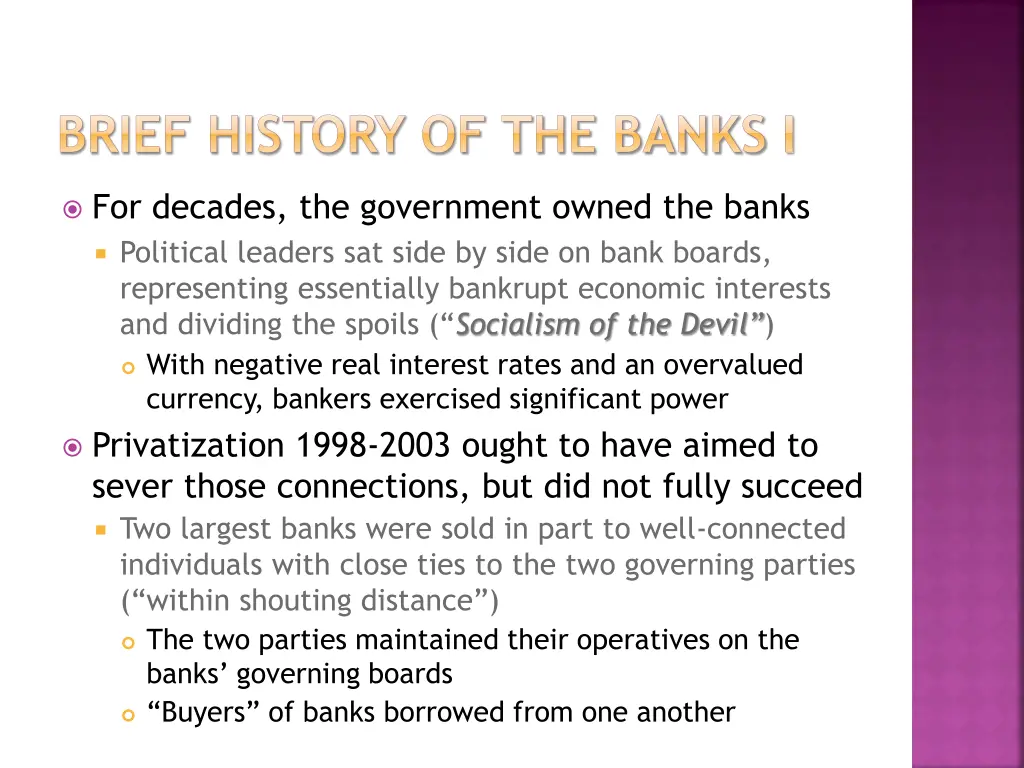 brief history of the banks i