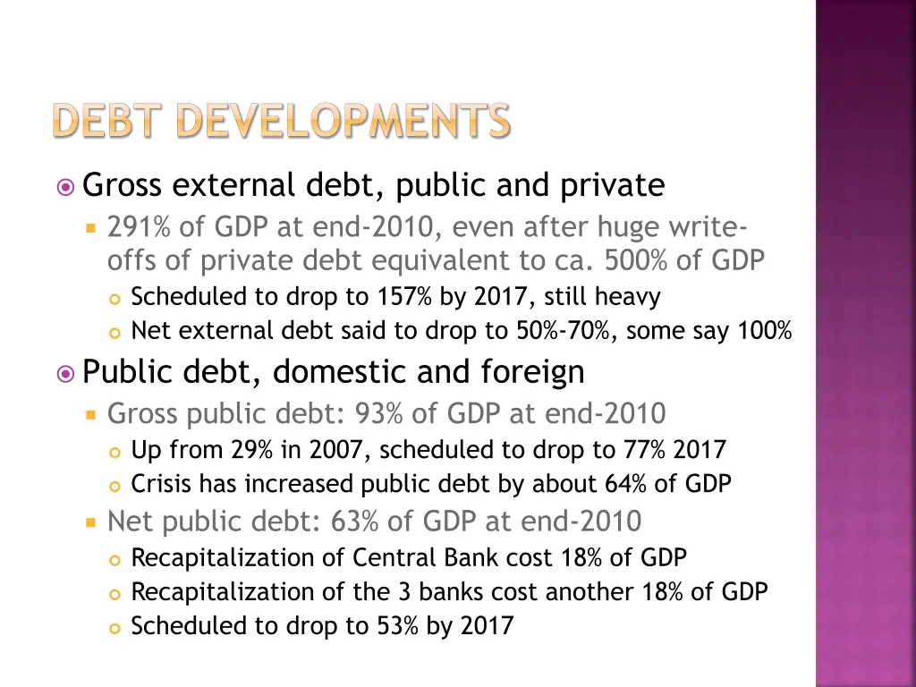 debt developments