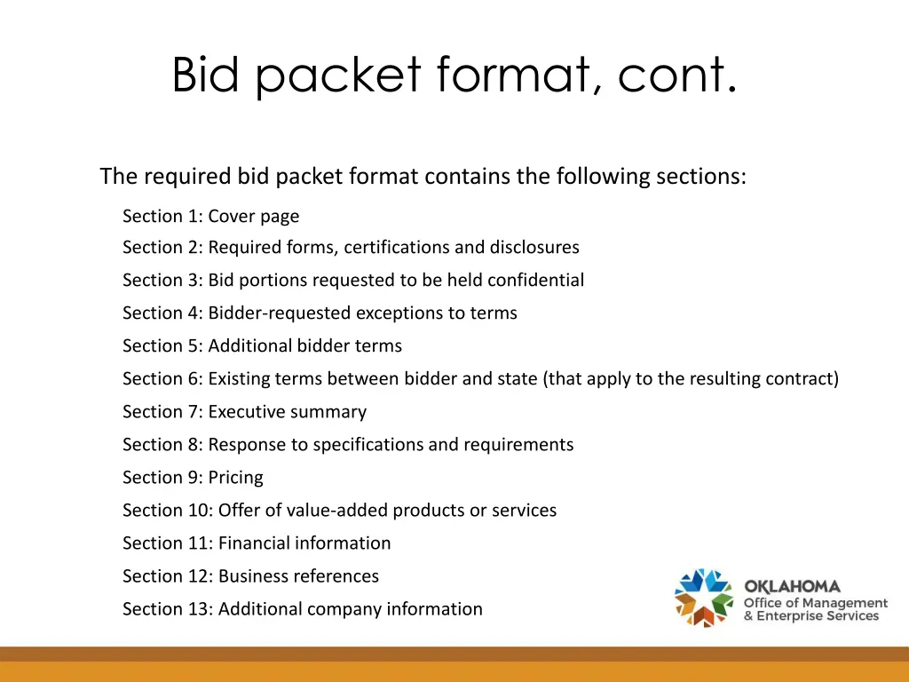 bid packet format cont