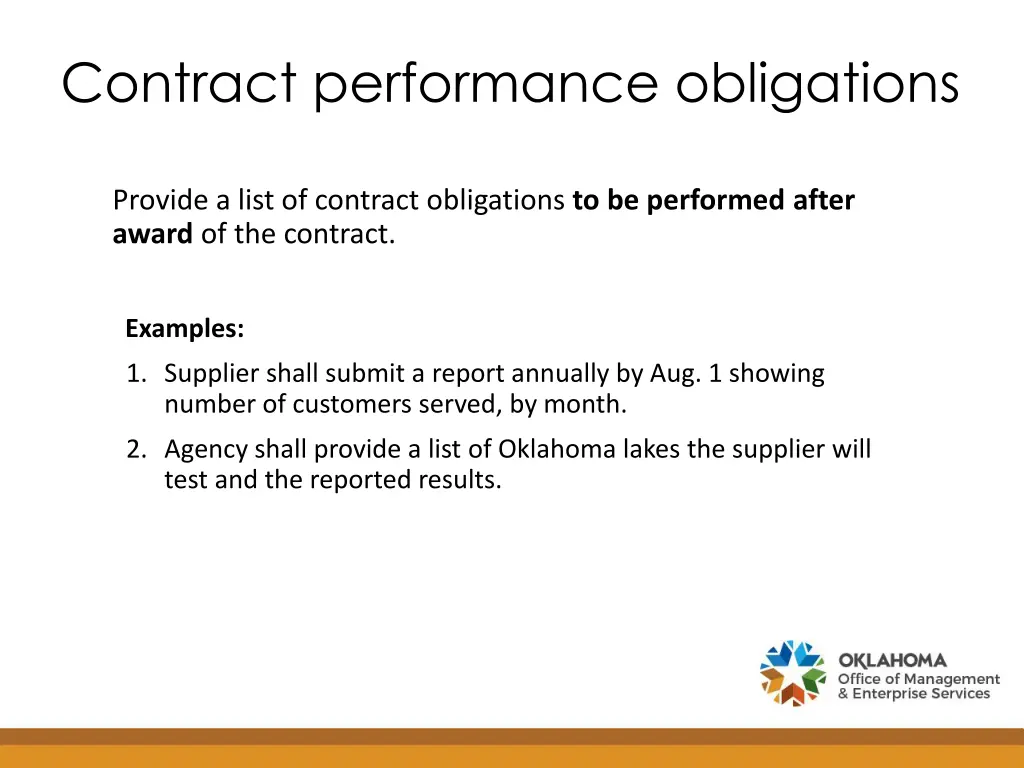 contract performance obligations