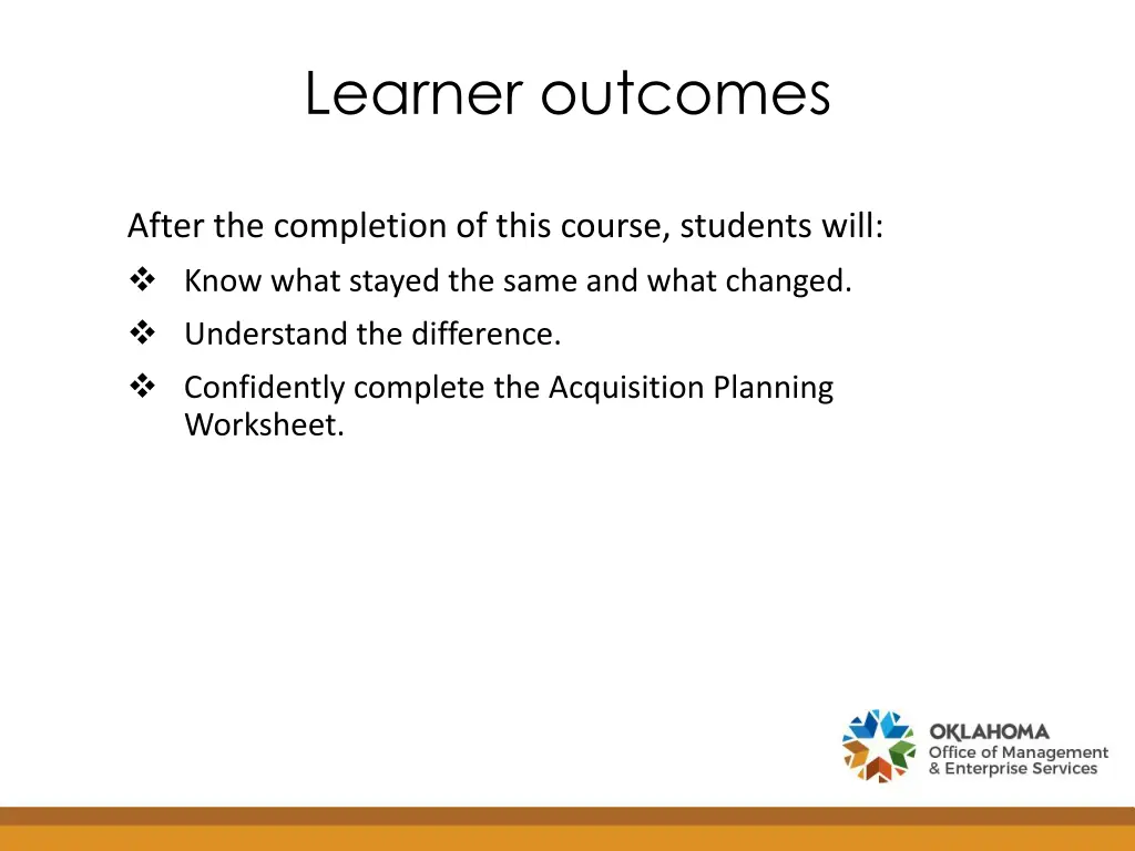 learner outcomes