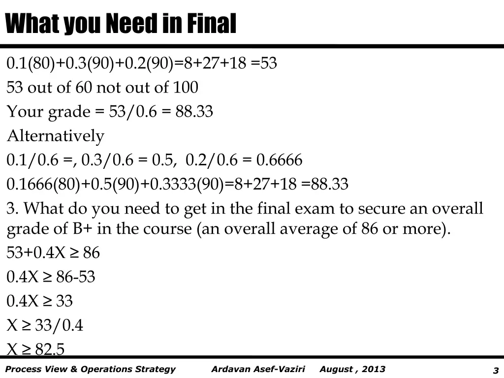 what you need in final