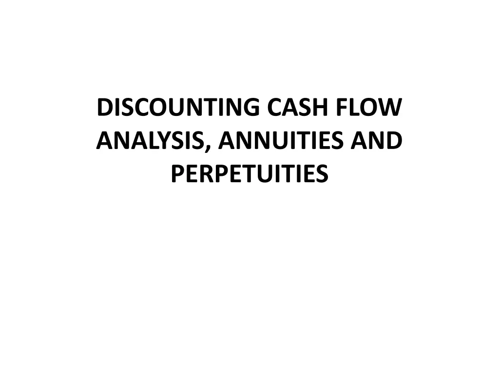 discounting cash flow analysis annuities