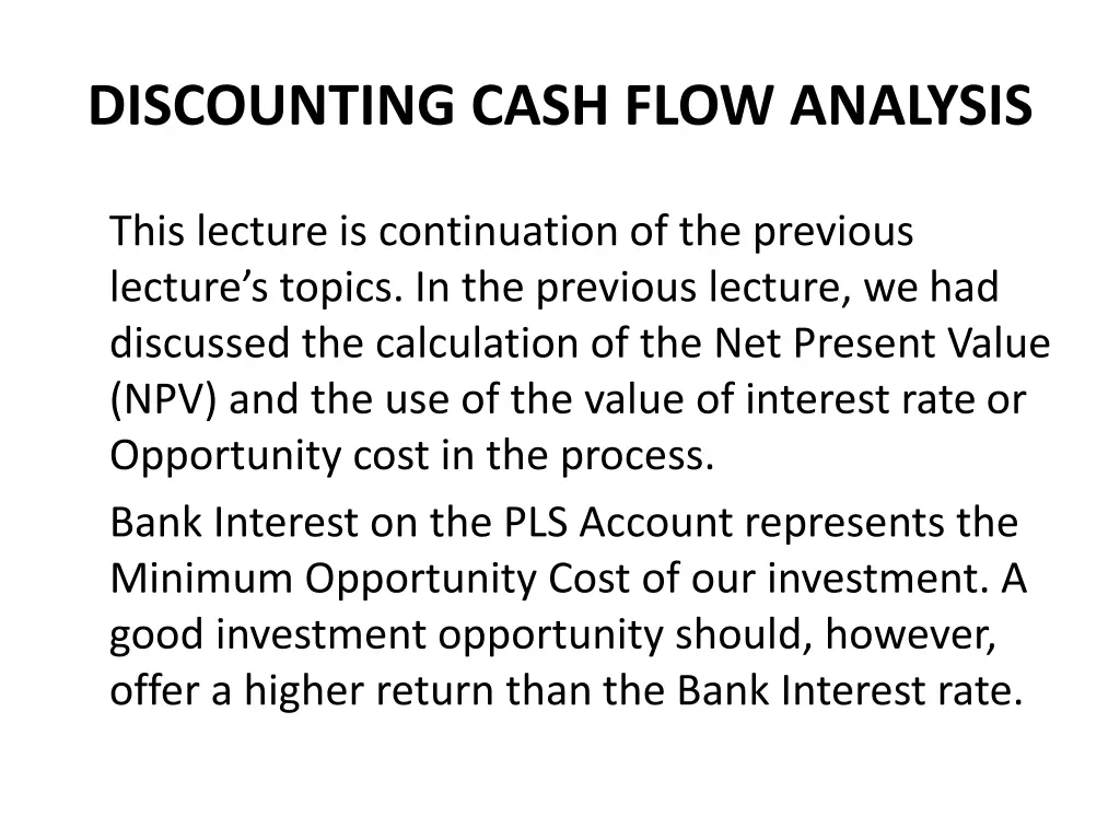 discounting cash flow analysis