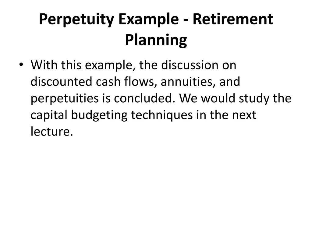 perpetuity example retirement planning 3