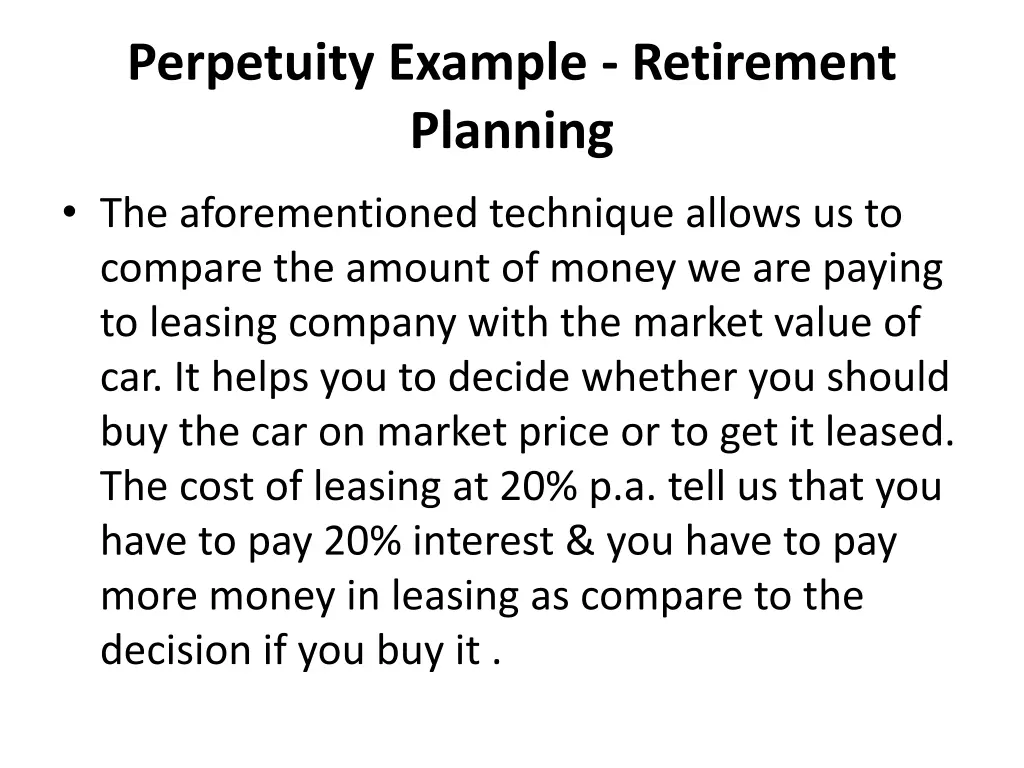 perpetuity example retirement planning