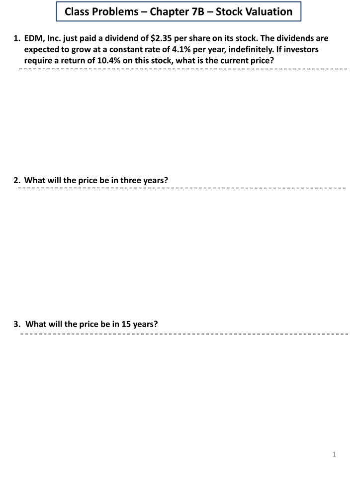 class problems chapter 7b stock valuation