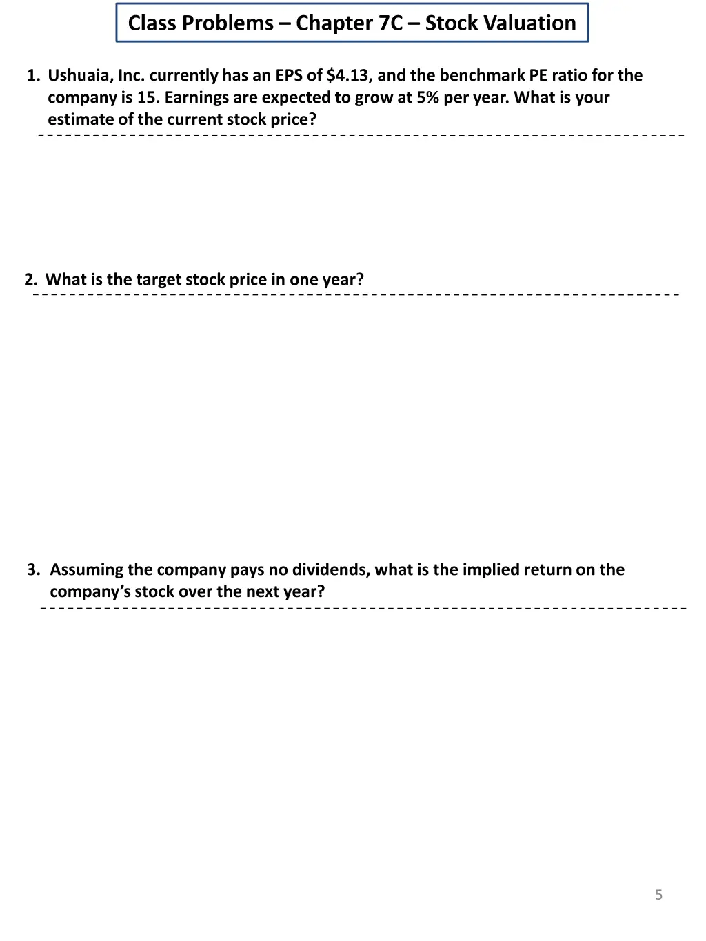class problems chapter 7c stock valuation