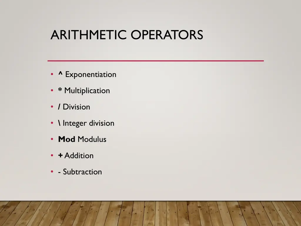 arithmetic operators