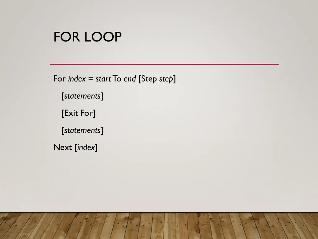 for loop