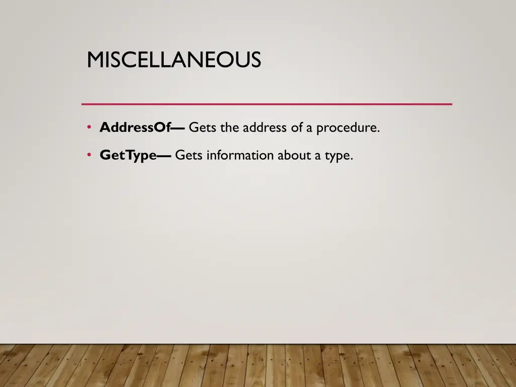 miscellaneous