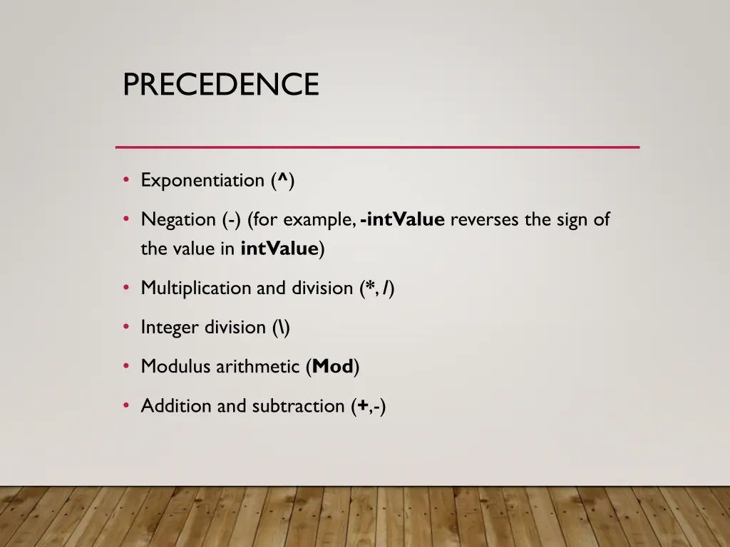 precedence