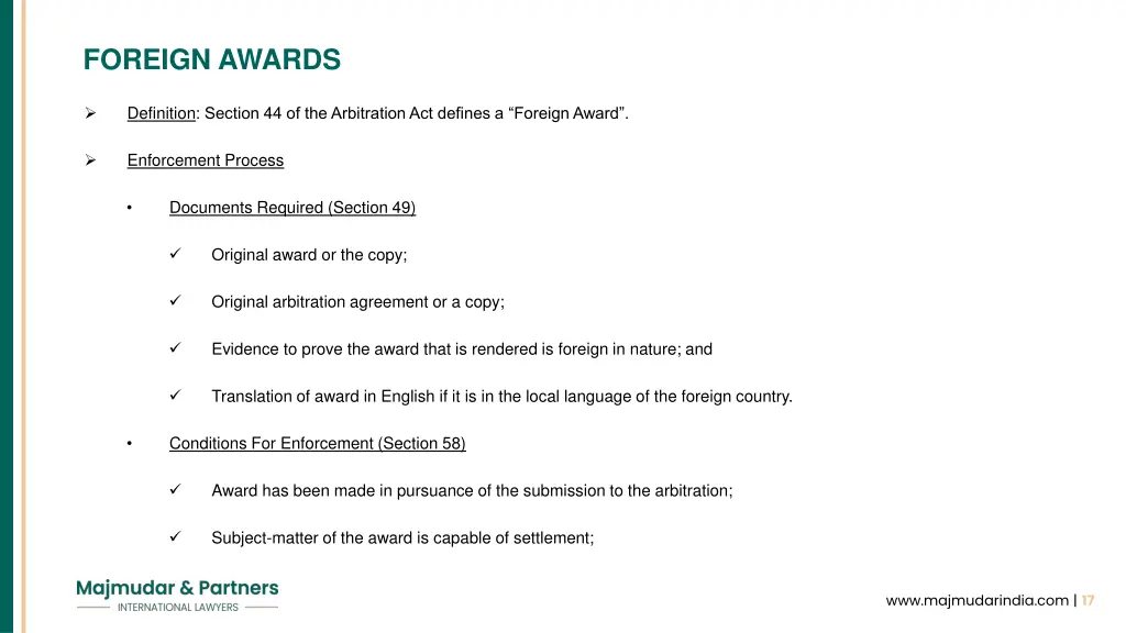foreign awards