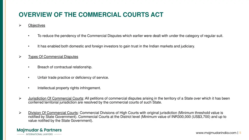 overview of the commercial courts act
